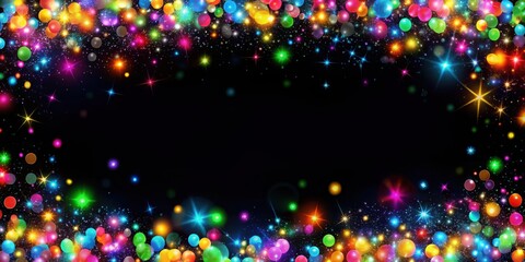vibrant multicolored highlights on a black background for festive overlay , festive, vibrant, multic