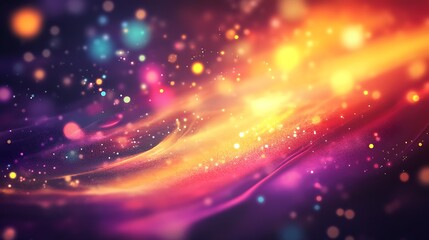 Aufkleber - Vibrant Stream of Light and Bokeh in Dreamy Abstract Cosmic Background : Generative AI