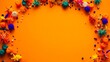 © jack - A festive Hispanic Heritage Month representation with cultural symbols and vibrant colors against a festive orange background, macro shot, Minimalist style
