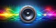 © lapeepon - Bass music speaker vibrating with colored musical waves , bass, music, speaker, vibrating, colored, waves, sound, audio