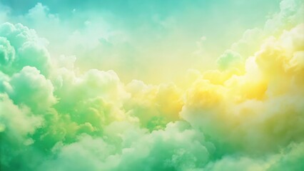 Wall Mural - Abstract green yellow soft cloud background in pastel colorful gradation, clouds, abstract, background, green, yellow, soft