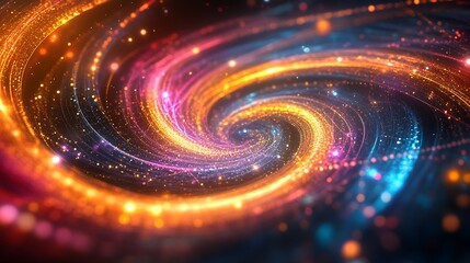 Poster - Vibrant Abstract Light Spiral in Motion with Dynamic Glowing Energy : Generative AI