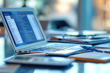 Modern Laptop with Code, Business Concept