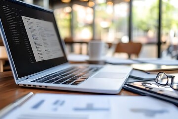 Modern Laptop with Coding Software. Concept of Programming, Business, and Technology.