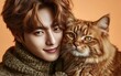 © hakule - man portrait with a cute cat