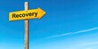 © Ramita - Recession unemployment concept. Signpost pointing towards 'Recovery' against a clear blue sky.