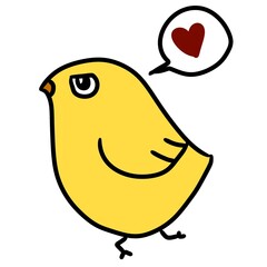 Sticker - cartoon bird with love heart