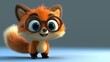 © kossafi - Playful animated fox character digital illustration whimsical studio close-up cute concept art