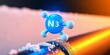 © STUDIO MELANGE - Representation of a nitrogen triiodide molecule with a vibrant background showcasing a scientific setting during a laboratory experiment