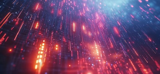 Abstract lines of red light falling from above.
