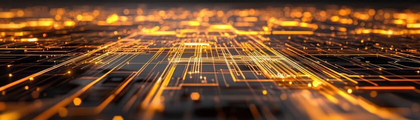 Wall Mural - interconnected digital nodes with energy lines in a high-fidelity grid futuristic environment techno