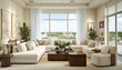© Richafuji - Luxurious Waterfront Living Room Interior Design with Sectional Sofa and Panoramic View