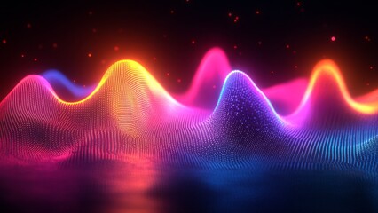 Canvas Print - Vibrant neon wave patterns create a mesmerizing visual display