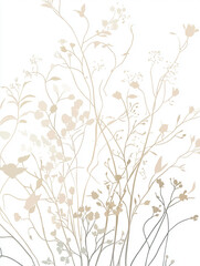 Naklejka na meble Elegant Beige Wildflowers Botanical Illustration