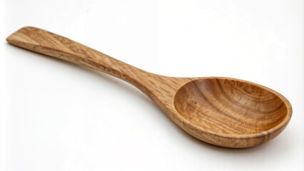 Handcrafted wooden spoon on a white background