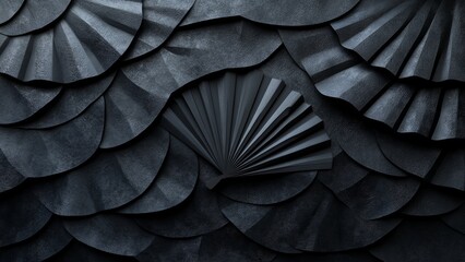Wall Mural - textured black paper layers create an artistic composition