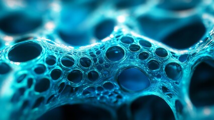 Canvas Print - unique blue texture showcasing interconnected bubbles in a pattern