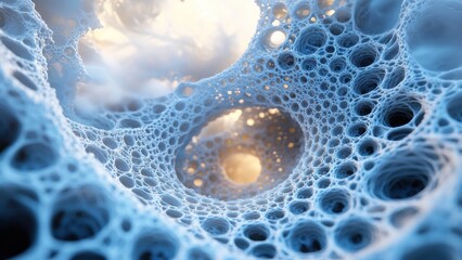 Exploring intricate patterns in blue abstract structure