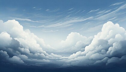 Wall Mural - illustration of a cloudy sky with a thin mist floating in the air.