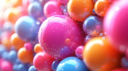 abstract 3d render of colorful bubbles and cubes background desig