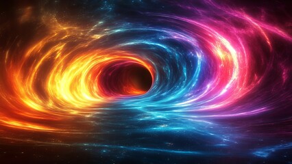 Wall Mural - Colorful swirl resembling a cosmic black hole in vibrant hues