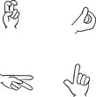 © Chathurika - Hand gestures silhouettes set isolated on white background. Vector illustration.