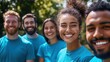 © Dao - Happy, volunteer and portrait of people in park for charity event, community service and teamwork. Volunteering, happy and men and women with smile for donation, ngo business and outreach outdoors