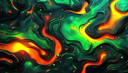 Poster - Modern abstract background with glowing dynamic wavy lines. Fluid shapes