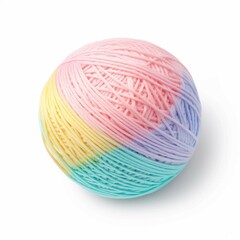 Wall Mural - pastel rainbow Yarn Ball , Isolated white background, flat lay