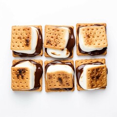 Wall Mural -  S'mores , Isolated white background, flat lay