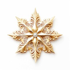 Wall Mural - golden Christmas tree topper , Isolated white background, flat lay 