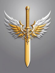 Wall Mural - illustration of golden wings and golden sword, royal sword