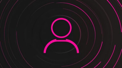 Wall Mural - circular portrait, person bathed in pink light, creating striking visual contrast