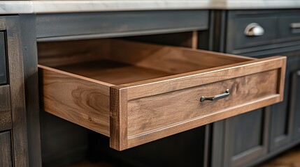 Luxury Wooden Kitchen Drawer: Detail Shot