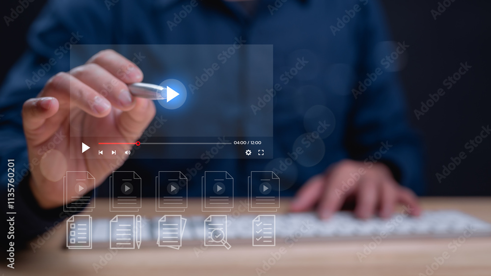 Person interacts with digital media player, highlighting increasingly ...