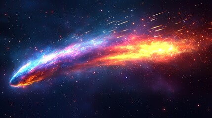Wall Mural - vibrant cosmic nebula with shooting stars in the celestial sky