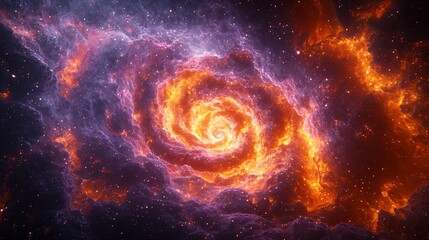 Sticker - captivating cosmic spiral nebula glowing purple and orange hues in deep space