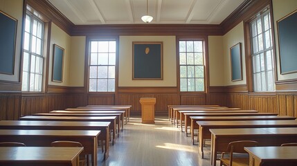 Canvas Print - Classic Wooden Classroom Interior Design