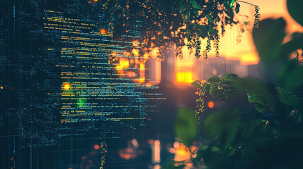 background with a terminal window IT code 