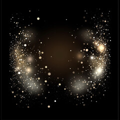Wall Mural - festive vector background with gold glitter and confetti for christmas celebration. black background