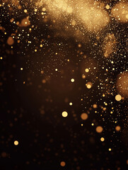 Wall Mural - festive vector background with gold glitter and confetti for christmas celebration. black background