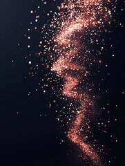Wall Mural - rose gold glitter and confetti for celebration. black background with glowing pink particles.