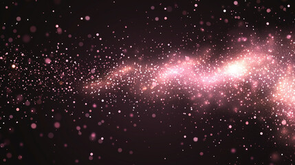 Wall Mural - rose gold glitter and confetti for celebration. black background with glowing pink particles. valent