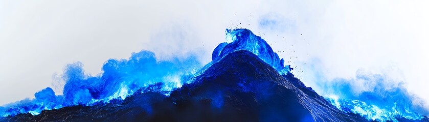 Vibrant blue wave cresting against a white background.