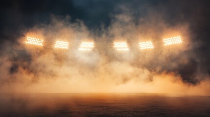 stadium lights and smoke