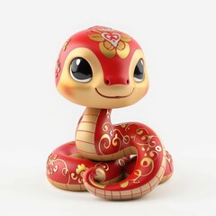 3d chinese happy red snake, lunar new year theme, white background