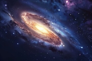 Wall Mural - a spiral galaxy shines brightly amidst a vast expanse of stars in the cosmic landscape a cosmic land