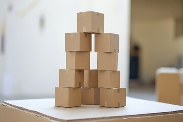 Wall Mural - Cardboard Boxes Stacked In A Unique Formation