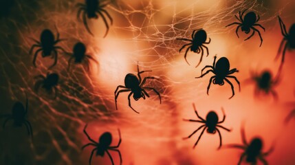Group of spiders in a web, abstract