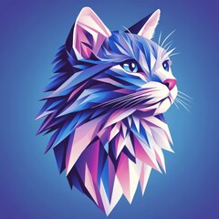 Wall Mural - Persian cat rendered in Morphism style, with smooth gradients and abstract shapes, creating a modern and sleek look.